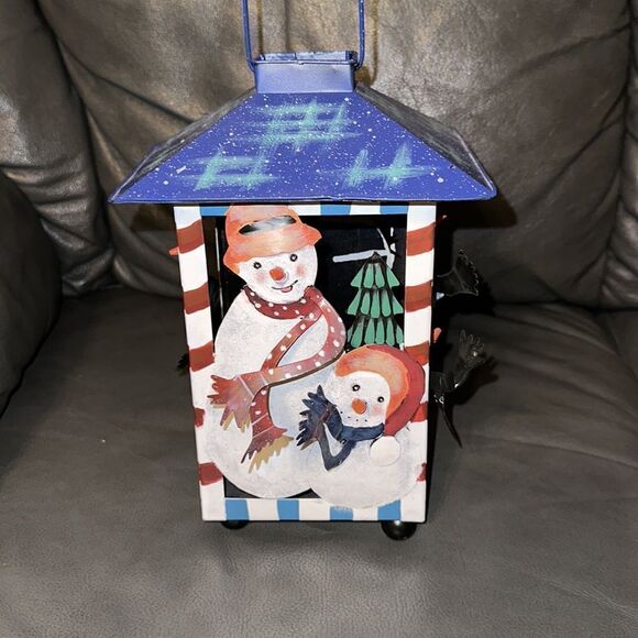 Tin Metal Snowman Candle Light Lantern Christmas Holiday Decor - Picture 4 of 7